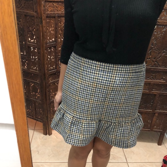 Jcrew Houndstooth Plaid Ruffle Skirt 8 - Picture 4 of 5
